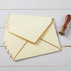 50 Pack A6 Envelopes Cream Color 4x6 Self-Adhesive V Flap Envelopes with Gold Border for Office, Greeting Card, Wedding, Graduation, Baby Shower, Parties, Invitations (Cream Color, 4.75x6.5)