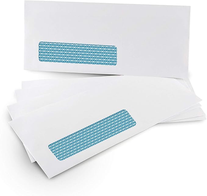 Aimoh #10 Single Left Window Self-Seal Security Tinted Envelopes, Size 4-1/8 X 9-1/2 Inches, 24 LB -1 Case- 5 Packs - 2500 Envelopes (35210-CS)