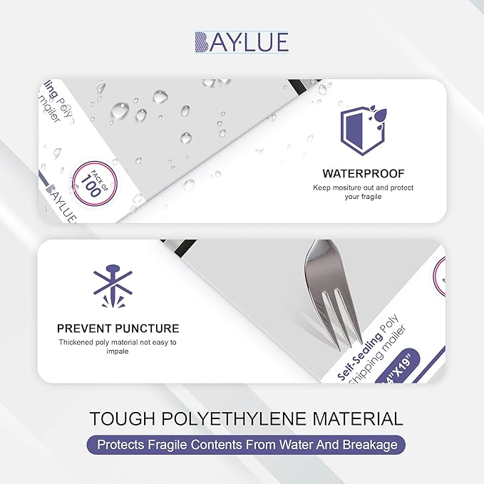 White Large Poly Mailers 19x24 Inch | Strong Adhesive Self-Seal Mailer Bags | Tear, Tamper, Water Resistant Shipping Envelopes | Thick Strong polymailer Bags XL Clothing Shipping Bags | 100 Pcs Bulk