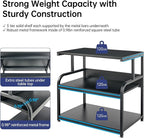 32.3" x 18.9" Extra Large Printer Stand Table with Adjustable Storage Shelf, 3 Tier Rolling Printer Cart with Industrial Wheels for Home Office, Black