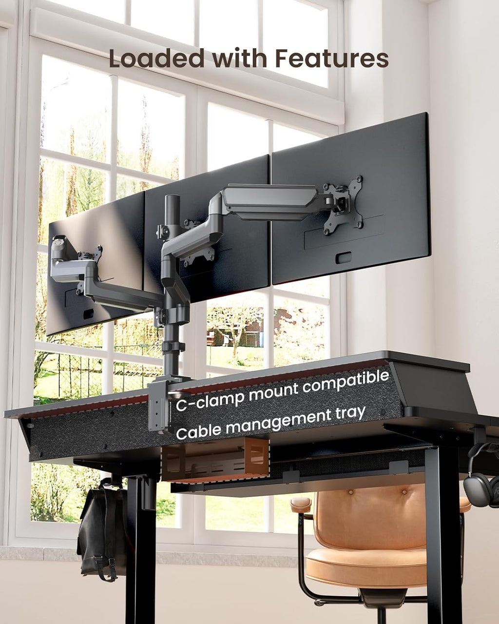 ErGear Electric Standing Desk with 4 Drawers, 63" x 30" Height Adjustable Desk with Storage, C-Clamp Mount Compatible, Computer Home Office Table with Cable Management Tray, Black