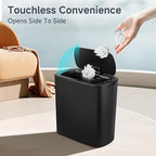 TIPGO Automatic Motion Sensor Bathroom Trash Can with Lid, 2.6 Gallon Touchless Trash Bin, Smart Garbage Can Plastic Slim Wastebasket for Bedroom, Office, Dorm (Black)