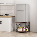 Large Printer Stand, 23.6 x 23.6 x 22.6 Inches Square Printer Table with Storage Shelf, 2 Tier Rolling Printer Cart with Industrial Wheels for Home Office - Rustic Brown