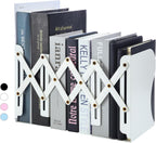 M&G Adjustable Bookends Book Ends for Shelves, Metal Bookend for Heavy Books, Desk Magazine File Organizer Holder Extends up to 20in, Book Stopper for Home, Office, Classroom (White)