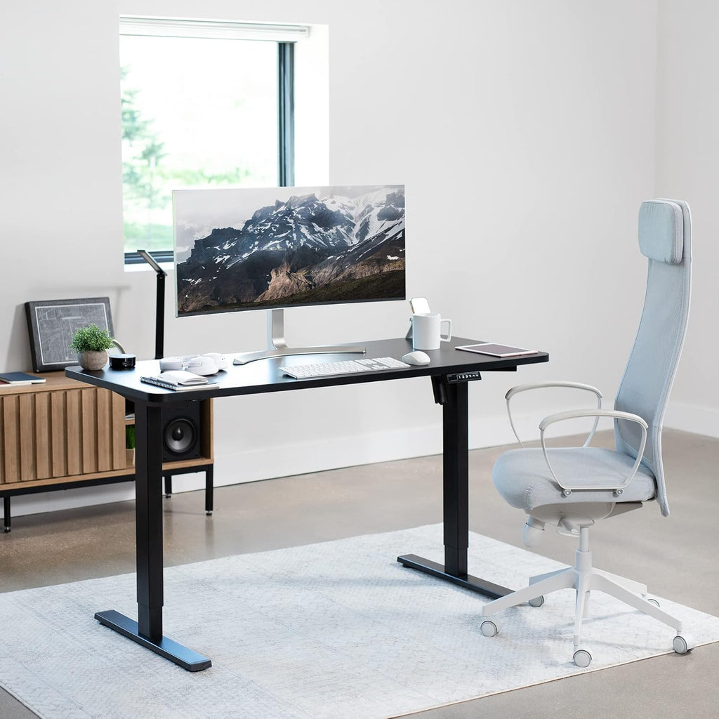 VIVO Electric 60 x 24 in Standing Desk, Memory Height Adjustment, 1B Series, One-Piece Black Top, Black Frame, DESK-KIT-1B6B