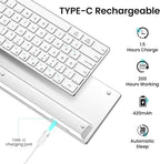 2.4G Wireless and Bluetooth Keyboard with Numeric Keypad, Multi-Device, Rechargeable, Compatible with Mac, Windows (White)
