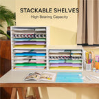 12x18 Construction Paper Organizer, Larger Size Wooden Literature Organizer, 6-Tier Desktop File Organizer for Home and Classroom, Adjustable Paper Sorter for Office