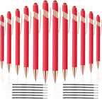 12 PCS 2 in 1 Stylus Ballpoint Pen with Stylus Tip, 1.0 mm Black Ink Metal Pen Stylus Pen for Touch Screens (All Red)