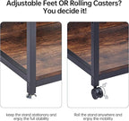 4-Tier Printer Stand with Adjustable Storage Shelf, Large Tall Printer Table with Wheels for Home Office Small Spaces Organization, Rustic Brown