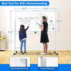 maxtek Rolling Whiteboard,72"x36" White Board with Stands Movable Dry Erase Board on Wheels, Large Double Sided Standing Whiteboard for Office School Classroom Presentation Supplies