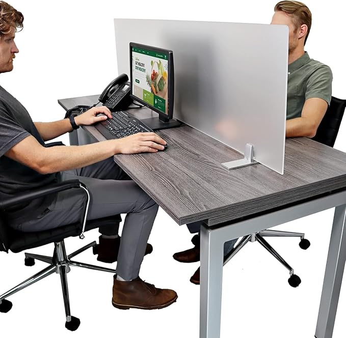 OBEX Acrylic Free Standing Screen, Divider for Desk Privacy Home & Office Partitions for Table Top Workstation, Portable Cubicle Panel for Work, 24" x 66", Frosted