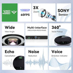 Tenveo All-in-One Conference System 3X Optical Zoom PTZ Camera and MagiCall Bluetooth Speakerphone Upgraded System Audio and Video Output USB3.0/HDMI/RS485/RS232 Works with Zoom OBS for Large Meeting