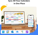 ApoloSign Digital Calendar: 15.6" Wall Planner Electronic Calendar, Smart Touchscreen Interactive Display for Chore Chart, Family Schedules, Supports All Apps via Google Play (Teak, 15.6-inch)
