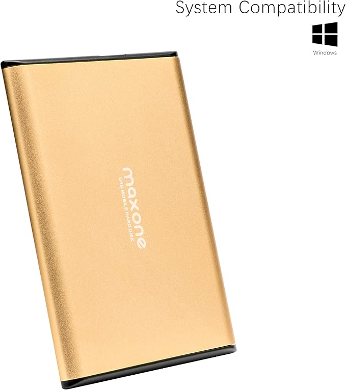 Maxone 160GB External Hard Drive Portable 2.5'' Ultra Slim HDD Storage USB 3.0 Compatible with PC, Laptop, Gold