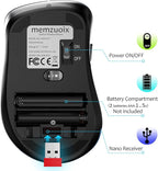 memzuoix 2.4G Wireless Mouse, 1400 DPI Computer Mice with USB Receiver, Portable Wireless USB Battery Powered Cordless Mouse for Laptop, PC, Desktop, 5 Buttons (Matte Black)
