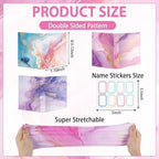 Jumbo Stretchable Book Covers 8PCS Reusable Fabric Book Cover with Label 9x11in Marble Print Protective Sleeve for Hardcover Books Textbook Cover for School Fits Most Book Sizes Up to 10x12.5in