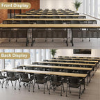 Folding Conference Table - Modular Conference Room Tables Foldable & Stackable Boardroom Table with Casters | Large Rectangle Office Meeting Table for Training Rooms (4PCS-55.1in)