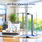 CZUR Fancy S Pro 12MP USB Document Camera for Teacher, 4K Webcam with Microphone and LED Light, Up to 60fps, Auto Focus, for Remote Teaching, Live Streaming, Web Conference, for Mac and Windows