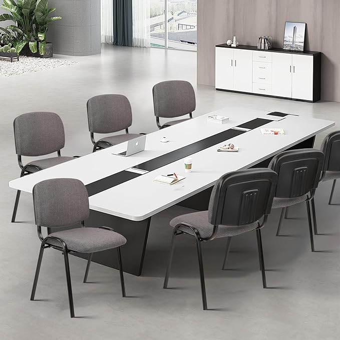 CLATINA Set of 5 Pack Waiting Room Chair Fabric Grey Stackable Chairs Metal Frame with Thickened Seat Back Cushion for Waiting Conference Room Guest Chairs