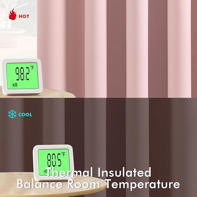 MIULEE Short Curtains for Windows - Baby Pink Blackout Half Window Curtains Thermal Insulated Privacy Drapes for Kitchen Bedroom Bathroom Grommet Top Small Basement Tiers W40 x L36 Inch 2 Panels