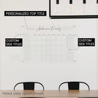 Personalized Clear Acrylic Calendar for Wall, Calendar Whiteboard for Wall, Dry Erase Wall Calendar, Wall Calendar Organizer System for Home (Cursive, White, 47.5"W x 36"H)