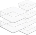 Plastic Clear Drawer Organizers. Bathroom, Kitchen, Bedroom, Makeup, Office Organizer Bins, Storage Trays. Heavy Duty, Stackable. 6" x 6" x 2" Set of 6