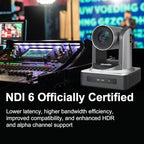 NDI PTZ Camera (Native NDI 6 Certified), AI Auto Tracking 1080P60 PoE, 20X Optical Zoom, 3G-SDI HDMI USB3.0 LAN, Live Streaming for Church Meeting Education Sport Hospital Wedding