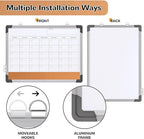 Monthly Calendar Whiteboard Dry Erase Cork Board Combination for Wall, 17"x13" Magnetic Dry Erase Board, Double-Sided White Board, Portable Board for Office, Kitchen, Planning, Memo, School, Home
