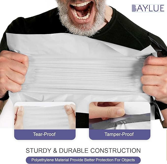 White Large Poly Mailers 14.5x19 Inch | Strong Adhesive Self-Seal Mailer Bag | Tear, Tamper, Water Resistant Shipping Envelopes | Thick Strong polymailer Bags | Clothing Shipping Bags | 500 Pcs Bulk