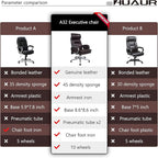 Genuine Leather Modern Executive Chair High-Back Support 90 to 150 Degrees Tilt and Upholstered Home Desk Chair with Base 400LB Capacity Swivel Computer Office Chair (Orange)