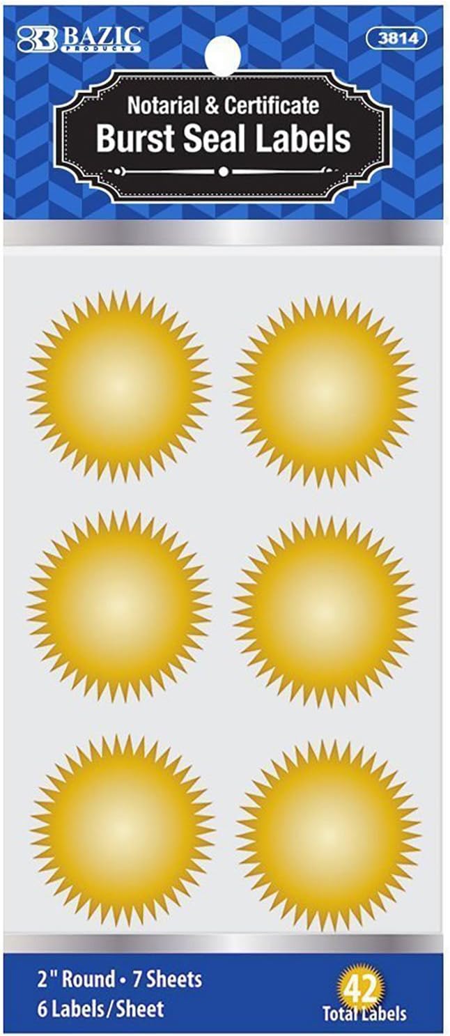MaxMark Notary Seal Round Embosser for Utah State - Includes Gold Burst Seal Labels (42 Count)