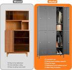 6 Doors Metal Lockers for Employees with 18 Hooks and Business Card Holder, Metal Locker with Ventilation Holes for School Garage Office Gym Home,Assembly Required,Dark Grey