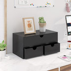 Bamboo Desk Organizer with Drawers Desktop Storage Drawers for Bills Office Supplies Kitchen Utensils Organizing Tool for Home Classroom Organization No Assembly (Black)