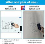 KIZZBY Glass Dry Erase White Board - Magnetic Boards for Wall, 48"x36" Large Frameless Whiteboard for Office, Home & School