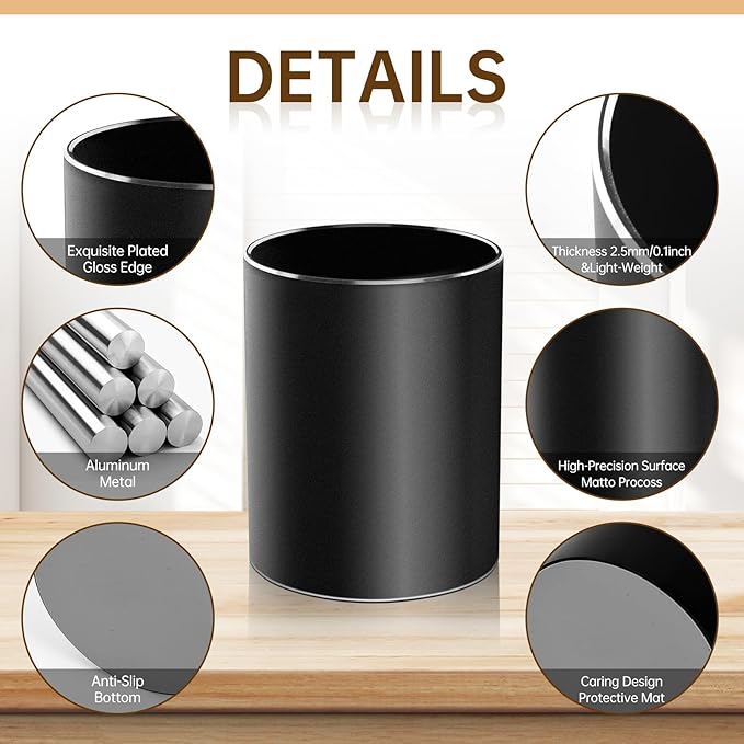 Christian Gifts,Metal Pen Holder Aluminum Pencil Holder for desk,Round Desktop Organizer and Black Pencil Cup for Office, School, Home and Stationary Supplies (Philippians 4:13)