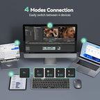 TECKNET Bluetooth Keyboard Rechargeable, 4-Device (2.4G+3BT) Wireless Keyboard, Ultra-Slim Quiet Typing, 14 Hotkeys Computer Keyboard for PC/Laptop/Smart TV/Tablet