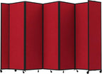 Versare Room Divider 360 Portable Wall Partition | Folding Panels | Large Freestanding Divider | Locking Wheels | Temporary Room Separator | 14' x 7'6'', Red