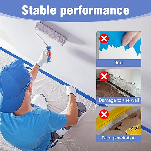 2 Rolls Painters Tape 2Inch ×55 Yard Blue Painters Tape Multi-Purpose Blue Masking Tape, Sharp Line Masking Tape for Wall Painting Edge Treatment Labeling Automotive, Home Use