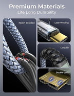 AINOPE External Hard Drive Cord 10Gbps Micro B to USB C External Hard Drive USB C to Micro B Cable Nylon Braided for MacBook Air/Pro, Seagate, WD Toshiba, SSD, iPhone, iPad, Camera, 1.6FT, Grey