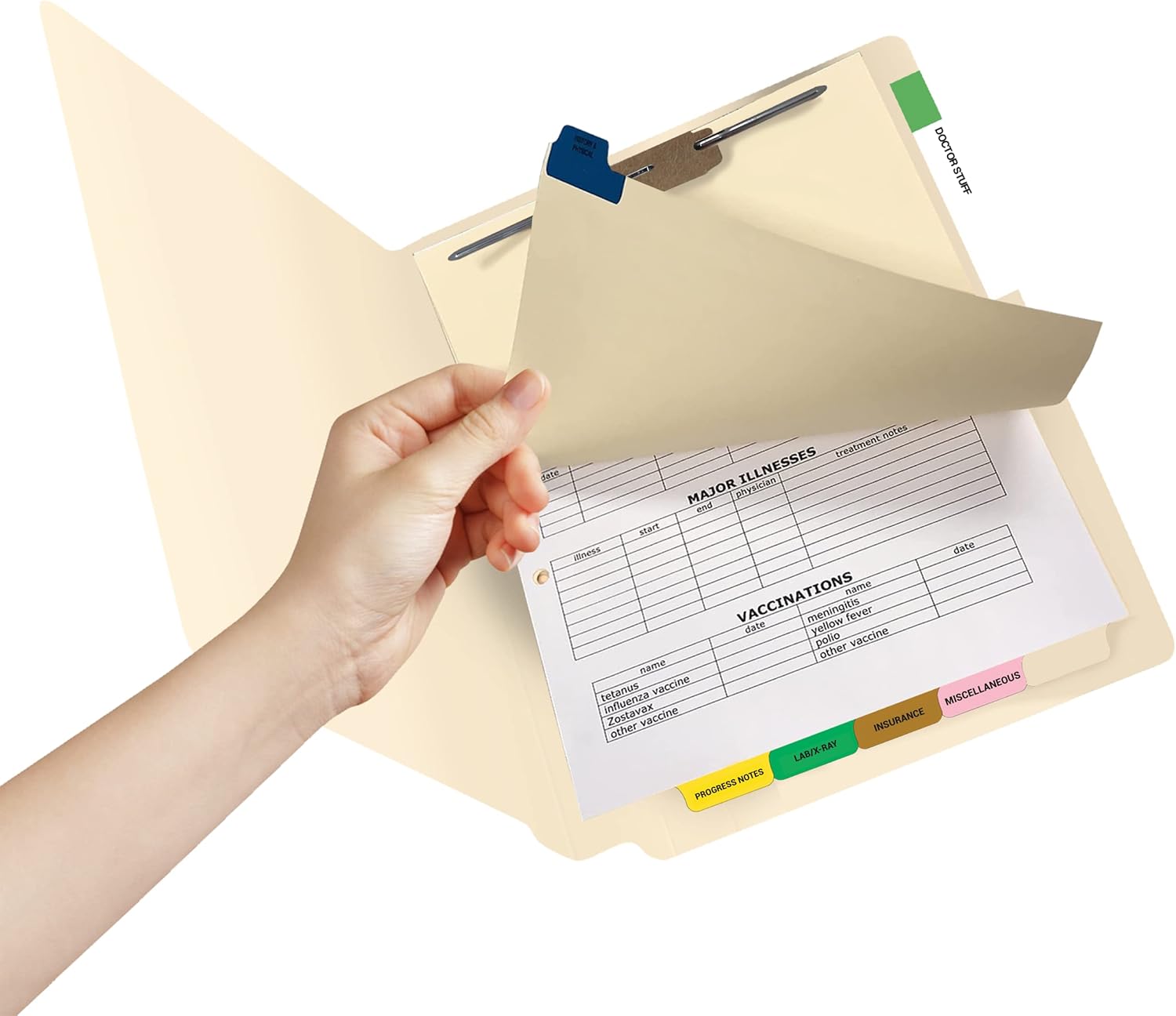 Doctor Stuff - Stock Medical Chart Dividers, 65 Sets of 6 Popular Healthcare Index Tabs, Bottom Tab, 8-1/2" x 11-3/8", File Folder Organizer for Nursing Patient Charts & Medical Records