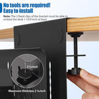 Desk Side Storage, Under Desk Laptop Mount, Table Side Hanging File Organizer, No Drill Clamp On Cable Management Tray, Laptop Holder with Magnetic Pen Holder for Office and Home(Black)