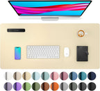 Aothia Leather Desk Pad Protector, Mouse Pad, Office Desk Mat, Non-Slip PU Leather Desk Blotter, Laptop Desk Pad, Waterproof Desk Writing Pad for Office and Home (31.5" x 15.7",Soft Yellow)