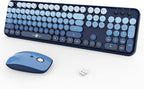 FOPETT Wireless Keyboard and Mouse Combo, 104 Keys Full-Sized 2.4 GHz Round Keycap Colorful Keyboards, USB Receiver Plug and Play, for Windows, Mac, PC, Laptop, Desktop (GradientBlue)