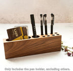 LiTY Pen Holder for Desk, Acacia Wooden Pencil Stand, Solid Wood Business Card Holder, Fountain Pen Organizer, Minimalist Aesthetic Office Stationery Desk Decor