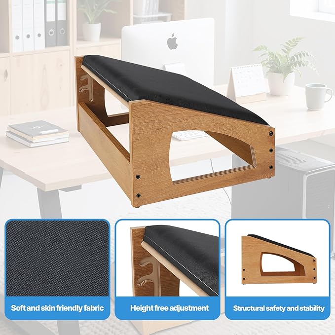Ergonomic Foot Rest, 4 Adjustable Height Foot Stool,Footrest Under Desk， Soft Cushions,Foot Rest Office,Improving Posture, Promoting Blood Circulation（Natural）