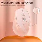 TENMOS M7 Bluetooth Mouse, Rechargeable Dual Mode BT5.1+ 2.4GHz USB Silent Wireless Bluetooth Mouse with Type C Adapter & Battery Indicator, Ergonomic Design for Laptop, iPad, MacBook - Light Pink