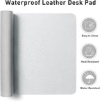 Aothia Leather Desk Pad Protector, Office Desk Mat, Large Mouse Pad, Non-Slip PU Leather Desk Blotter, Laptop Desk Pad, Waterproof Desk Writing Pad for Office and Home (48"x17", Barely Grey)