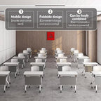 Conference Table, Folding Conference Desk Modern White, Seminar Table with Wheels, 2-10 People for Office, Meeting Break Room(6, 1606YH, 55IN)