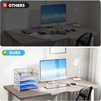 Marbrasse 4 Tier Paper Organizer Letter Tray - Mesh Desk File Organizer with Handle, Paper Sorter Organizer for Letter/A4 Office File Folder Holder (Silver, 12.6" x 9.1" x 10.7")