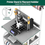 Homieasy Printer Stand with Charging Station, 29.1" x 22.8" Large 3D Printer Table with Filament Storage, Heavy Duty Rolling Printer Cart with 4-Tier Storage for Workshop/Office/Garage, Light Grey